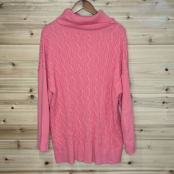 Talbots Sweater Womens 3X Coral Cowl Neck Cable Knit Spring Colorful - Picture 4 of 8